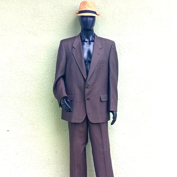 ALBERT NIPPON MEN'S VINTAGE PURE HEAVY WOOL PIN STRIPED 2 (PC) LUXURY SUIT - Picture 11 of 17